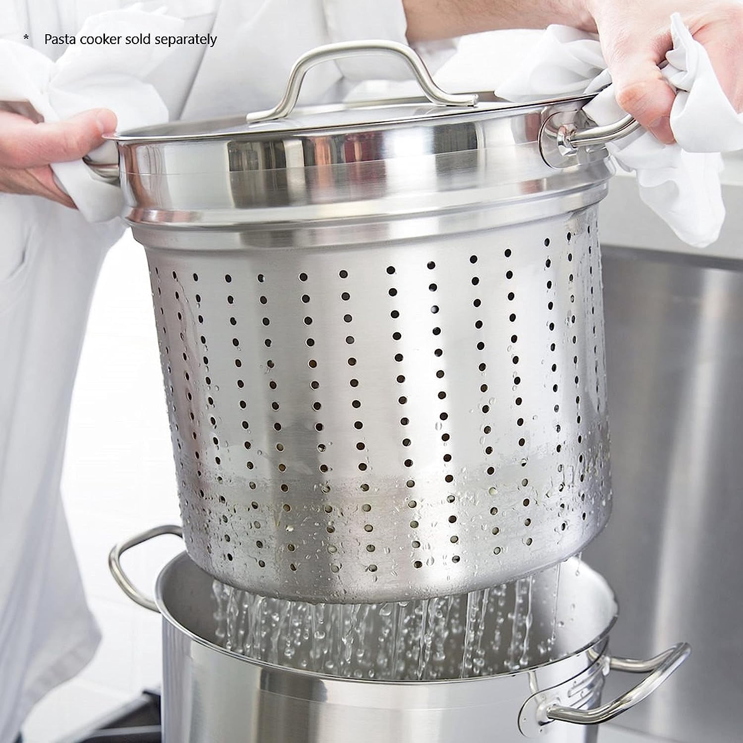 Truecraftware – 20 qt. Stainless Steel Pasta Cooker Lid - Multipurpose Pasta Pot Pasta Cooker Steamer Cover Multi Pots Oven Safe & Dishwasher Safe