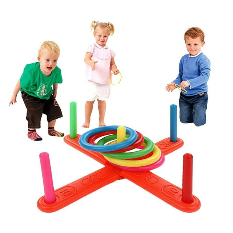  Ring Toss Game for Kids, Indoor & Outdoor Game for Family and  Adults with 5 Poles, 2 Bases and 16 Rings in 4 Colors, Soft Foam Toy for  Kids Backyard