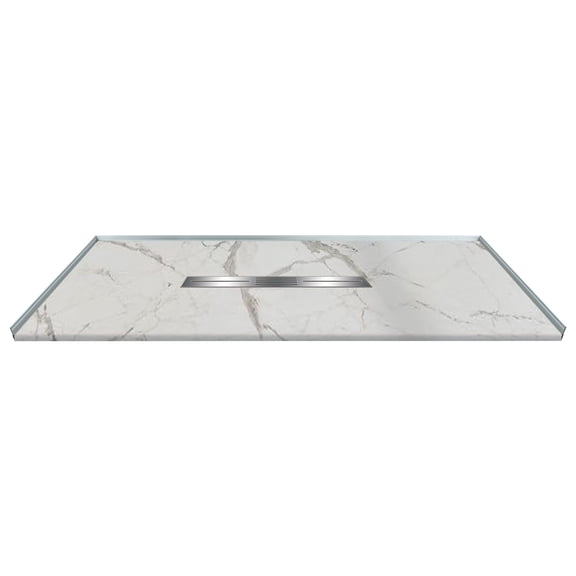 Transolid Trimslate Plus 60-in x 36-in Zero Threshold Shower Base with Center Drain, Calcite
