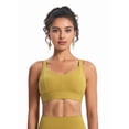 thumbnail image 2 of High Impact Sports ,Racerback Running Bra Workout Crop Tank Tops Longline Sports Bra Push Up Yellow green M, 2 of 7