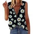 thumbnail image 1 of Mujeres verano tops casual suelto con cuello en v sin mangas estampado cremallera tanque chaleco Fridja  qr5551, 1 of 7