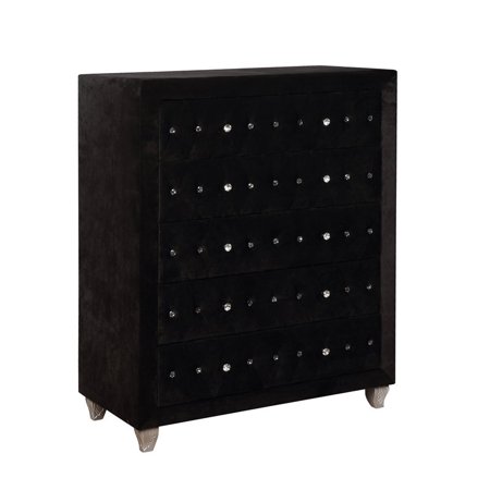 Furniture Of America Serena Glam Upholstered Fabric Chest In Black