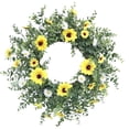 thumbnail image 2 of Artificial Faux Olive Wreath with Linen Bow for Front Door Weather Resistant Indoor Outdoor Farmhouse Decor, 2 of 7