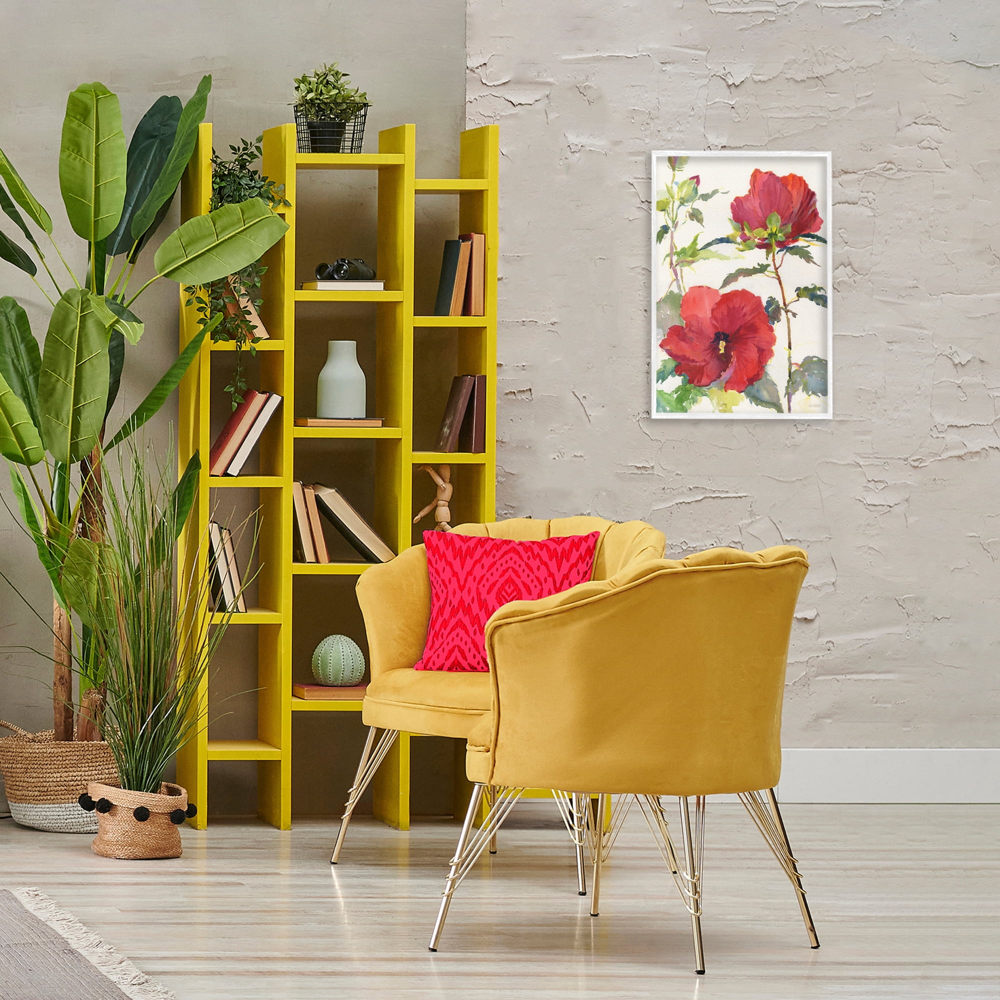 Stupell Industries Red Poppy Duo Botanical & Floral Painting White Framed Art Print Wall Art, 16 x 24