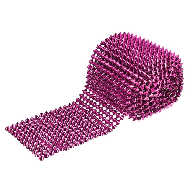 Unique Bargains 2 Yards Coudre sur Cônes Pointes Clous, 12 Rangées Rivets Plats en Plastique Ruban Punk, Rouge Rose