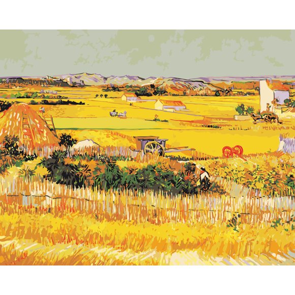 Paint by Number Kit On Canvas for Adults Beginner Van Gogh Famous Paintings DIY Acrylic Oil Painting Arts 16x20 Inch (Frameless, Big Crop)