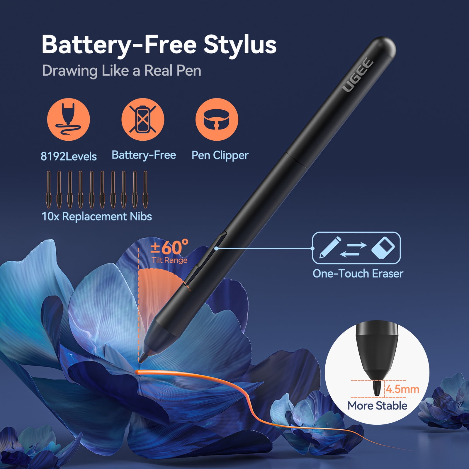 UGEE S640 Graphic Drawing Tablets Digital Pen Tablet with Stylus for Linux, Mac, Windows PC and Android OSU 6.3x 4 inches