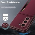 thumbnail image 4 of Compatible Samsung Galaxy Z Fold 5 Case with Card Holder & Kickstand,Wine Red Shockproof Leather Storage Cases Wallet Credit Card Slot Cover Phone Case for Samsung Galaxy Z Fold 5 5G Case Women, 4 of 14