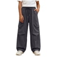 thumbnail image 2 of Agkizg Girls Wide Leg Cargo Pants Quickly Dry Lightweight Waist Pants with Multi-Pockets for Outdoor Summer, Sizes 5-6 Years, 2 of 6