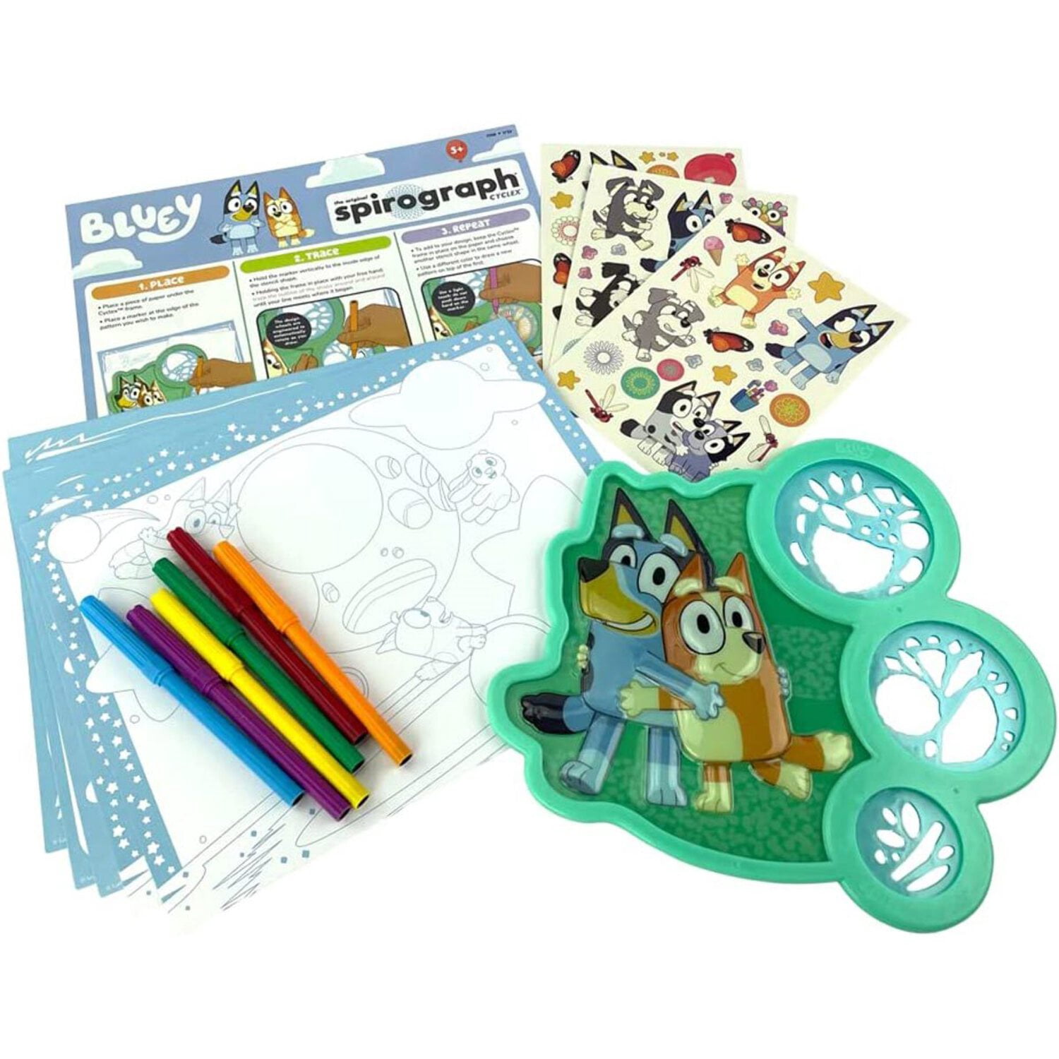 Spirograph Cyclex Studio Bluey - The Easy Way to Make Countless Amazing Spiral Art Designs Bluey Playset Art Kit - for Kids Ages 5 and Up