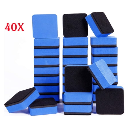 40 Pack Magnetic Dry Erase Erasers, Whiteboard Cleaning Pads, Mini Square Erasers for Classroom, Office, and Home Use