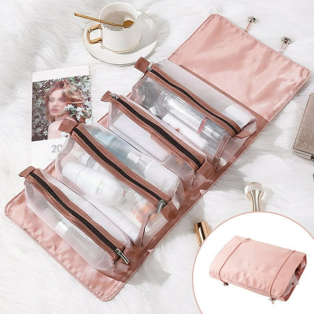 Apmemiss Clearance Travel Toiletry Bag for Women, Water-Resistant Makeup Cosmetic Bag, Hanging Travel Organizer for Traveling Accessories, Shampoo, Toiletries, Pink