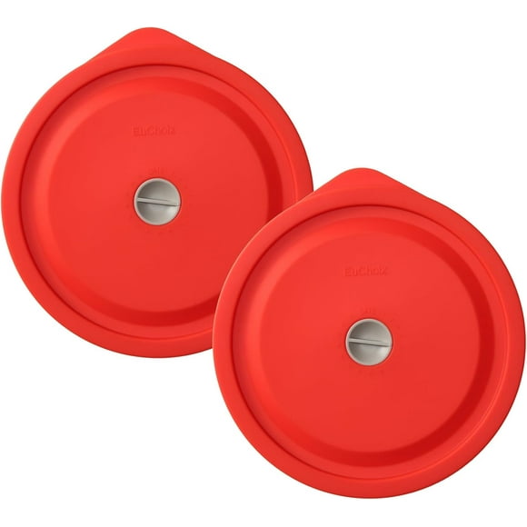 shiyou-Silicone Storage Cover Lids Replacement for Pyrex 7402-PC 7 Cup and Anchor Hocking Glass Bowls Round Mixing Containers 2 Pack Red