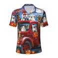 thumbnail image 2 of Daiia Halloween Pets Pumpkins Pattern Men’s Polo Shirts,Solid Deck Shirt,Classic Fit, Breathable Cotton Polo for Casual and Sport Wear-Large, 2 of 7