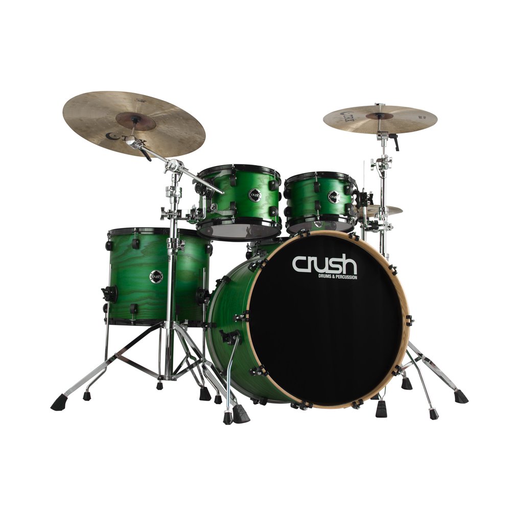Crush Drums Chameleon Ash 5 Piece Shell Pack Trans Satin Green