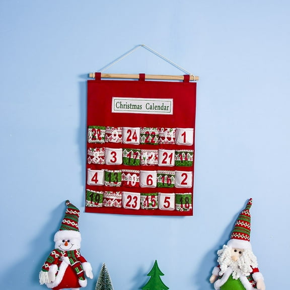 2024 Christmas Calendar Storage Bag 24 Grids Advent Countdown Calendar Merry Xmas DIY Wall Hanging Decor Happy New Year Pendant