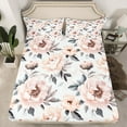 thumbnail image 2 of Manfei Vintage Peony Twin Sheet Sets 3 Pieces, Tropical Floral Flower Twin Fitted Sheet, Garden Blossoms Flat Sheet, Pink Orange White, 2 of 7