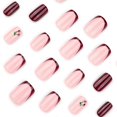 thumbnail image 4 of Uñas postizas cortas cuadradas de acrílico brillante color cereza, cobertura total, fácil aplicación, 24 unidades., 4 of 5