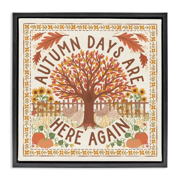 Stupell Industries Autumn Days Here Again Landscape Painting Black Floater Framed Art Print Wall Art, 18 x 18