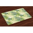 thumbnail image 1 of Ambesonne Spring Place Mats Set of 4, Tropic Exotic Palm Trees, Standard Size, Green Ecru, 1 of 4