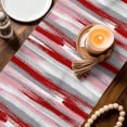thumbnail image 3 of Red Pink Gray Stripes Table Runner - 70 Inch Long Modern Abstract Minimalist Retro Cotton and Linen Blended Dress Scarves Farmhouse Table Runner for Kitchen Dining, Coffee Table, 13" x 70", 3 of 8