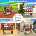 thumbnail image 6 of Sttoraboks Basketball Rack, Garage Ball Storage Stand 4-Layer Ball Rack Rolling Balls Organizer with Baseball Bat Holder & Hooks Sport Equipment Storage Cart with Wheels for Football Volleyball Soccer, 6 of 8