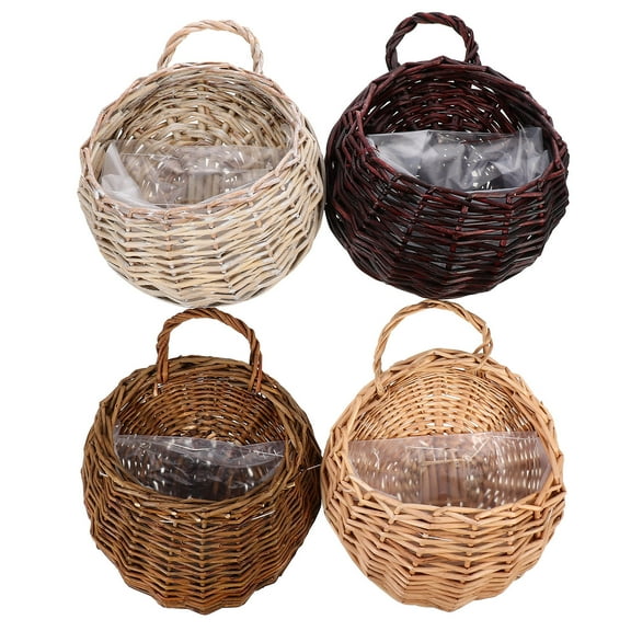 Uonlytech Handmade Woven Hanging Baskets, Assorted Colors, Natural Willow for Home Storage - 4Pcs