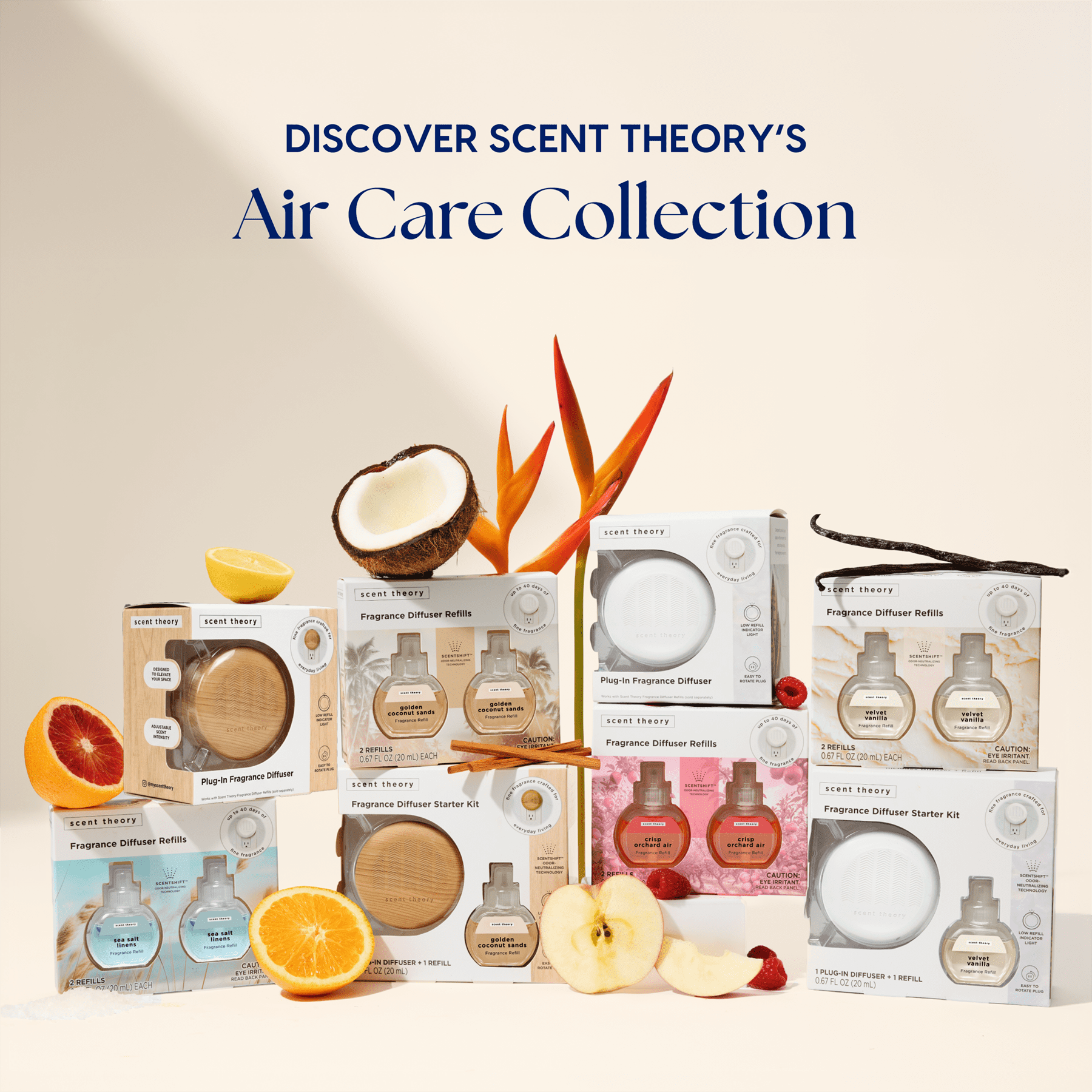 Scent Theory Fragrance Diffuser Refills, Sea Salt Linens, 0.67 oz, 2 Pack