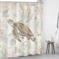 thumbnail image 2 of Sea Turtle Shower Curtain 72Wx72H Inch Nautical Coastal Starfish Seashell Coral Vintage Retro Ocean Undersea Sealife Beach with 12 Plastic Hooks Fabric Waterproof Toilet Accessories Decor, 2 of 5