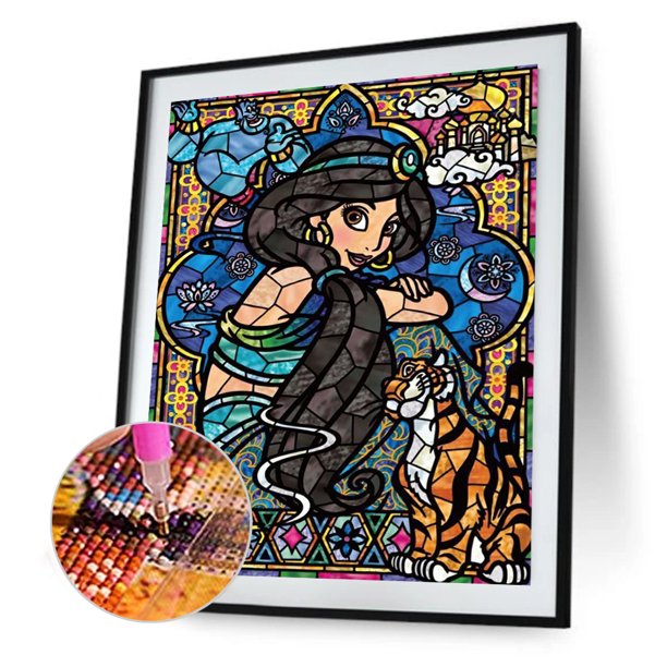 Cuadros Decorativos Mosaico de pintura de diamante de taladro redondo completo DIY 5D de la serie Princess (NH1826) Ehuebsd embutido en tela