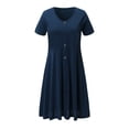 thumbnail image 4 of Leutsin Robe d'Été pour Femme à Manches Courtes, Col Rond, Mini, Unie, Grande Taille, Grande Taille, 4 of 6