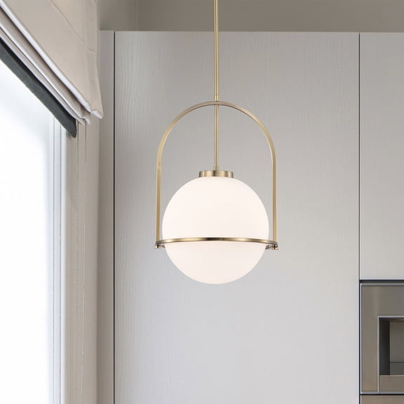 Moonrise 12 in. 1-Light Indoor Brass Finish Pendant with Light Kit