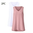 thumbnail image 4 of ZZwxWA 2pcs Women's Summer Tank Tops Basic Tanks V Neck Sleeveless T Shirts Side Split Womens Casual Camisole Loose Vest up to 65% Off, 4 of 5