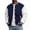 02-Navy, variant on Men's Classic Baseball Jacket with Stand Collar and Snap Buttons - Retro College Style Bomber Coat for Casual Wear Navy XL