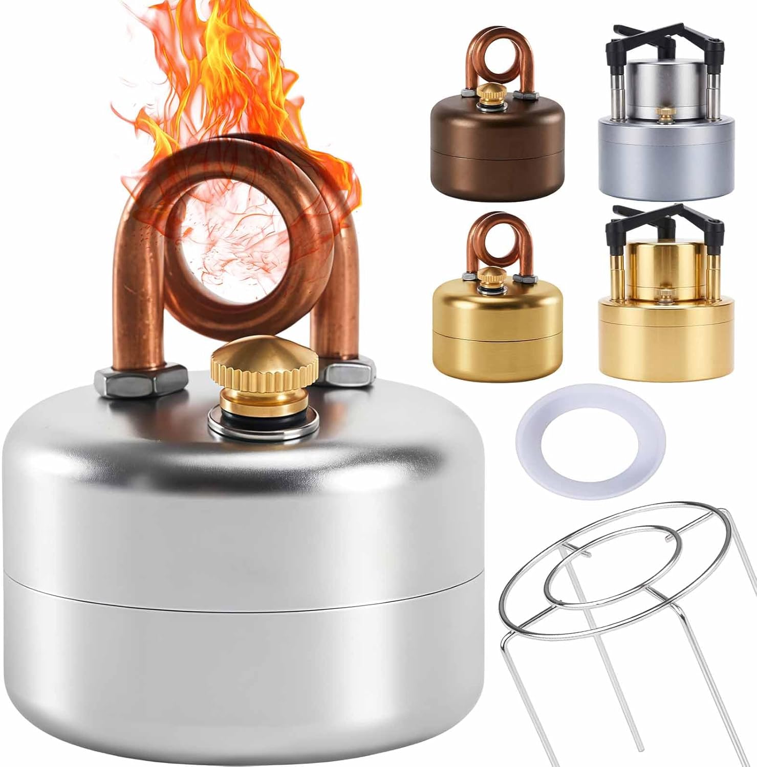 2026 Upgrade High-Power Portable Mini Outdoor Spirit Burner & Alcohol Stove, Lightweight Aluminum Camping Stove with Stable Stand, Fuel-Efficient Compact Backpacking Cooking Gear (SilverS)
