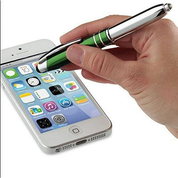 Universal Tri-Function Touchscreen Mercury Capacitive Stylus Flashlight Ballpoint Pen - Green