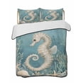 thumbnail image 2 of Coastal Seahorse Blue Green King Size Down Alternative Comforter, Lightweight Comforter Quilt Bedding Set with Pillow Shams Summer Ocean Starfish Coral All Seasons Bed Comforter Duvet Insert 96"x106", 2 of 7
