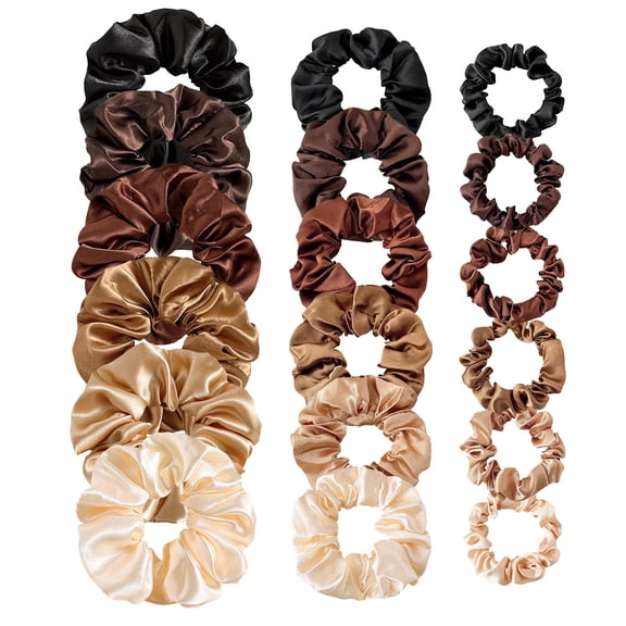 H HEYMKGO 18Pcs Hair Ties Scrunchies for Women Big Satin Scrunchie for Girls Seamless Elastic Hair Bands Soft Small Hair Tie for Thick Thin Hair Ponytail Holders Accessories