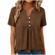 thumbnail image 1 of Tops de Manga Corta para las Mujeres Loose Fit V Cuello Botón Blusa Casual Ligero Verano, 1 of 9