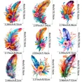 thumbnail image 3 of Paquete de 9 pegatinas termoadhesivas con diseño de plumas florales de acuarela, ideales para decorar camisetas y mochilas, 3 of 4