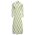 thumbnail image 5 of Sage Green Checkerboard Pattern Background Shirt Dress Long Sleeve Street Fashion V Neck Oversized Casual Dress Women Evening Dress, 5 of 7