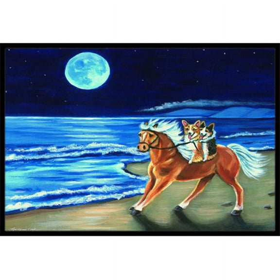 Carolines Treasures  Corgi Beach Ride On Horse Indoor & Outdoor Mat, 18 x 27 in.