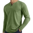 thumbnail image 2 of Mens Long Sleeve Henley Shirt Soft Polyester Moisture Wicking UPF 80+ Casual Basic Tee Light Green L, 2 of 5