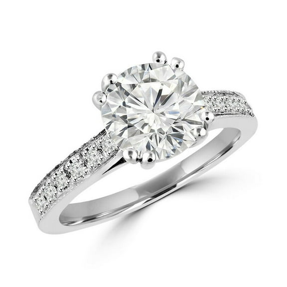 2.20 Cts Cushion Engagement Ring/18K White Gold Plated Ring , Moissanite Bridal Ring, Genuine Moissanite Ring, Solitaire Ring, Moissanite Diamond Ring