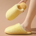 thumbnail image 2 of Women's House Slippers Flat Heel Closed Toe Slip-on Flats Slides Women's Casual Home Indoor Outdoor Solid Color Slippers with Velvet And Warm Slippers Yellow7.5, 2 of 6