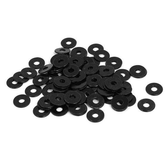 M3 x 10mm x 1mm Black Zinc Plated Flat Washers Spacers Gaskets Fastener 100PCS