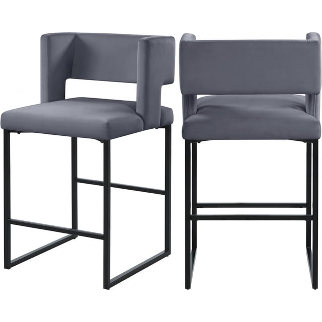 Tabouret de comptoir en velours Caleb