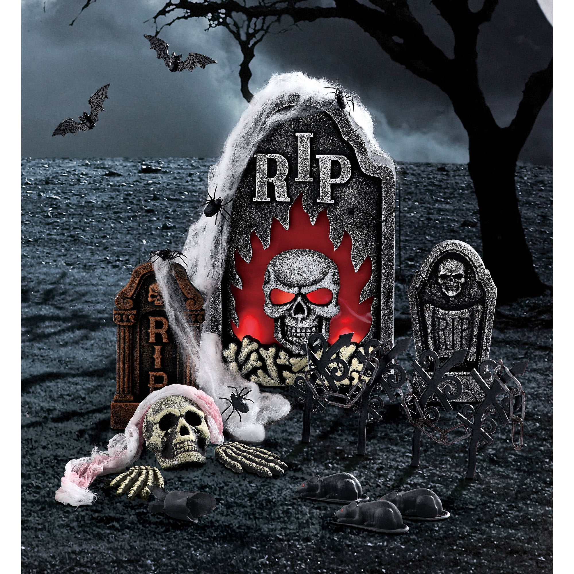 Red RIP Tombstone Halloween Decoration