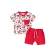 thumbnail image 2 of Aojekbee Baby Boys Shorts Set, Short Sleeve Cow Print T-shirt with Elastic Waist Shorts Summer Outfit for 4th of July, 2 of 10