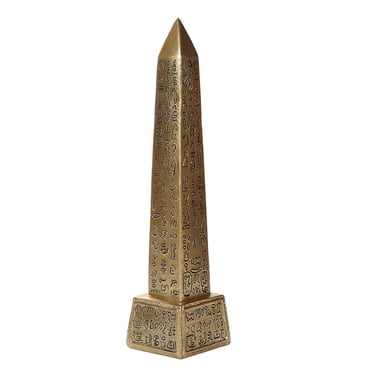 Obélisque d'Or Égyptien Pilier Tekhenu Monument en l'Honneur des Anciens Dieux Égyptiens 7,25 Pouces de Haut